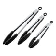 thumbnail image 3 of Uxcell Pinzas de cocina de 7 pulgadas, 9 pulgadas y 12 pulgadas de acero inoxidable negro, 1 juego, 3 of 5