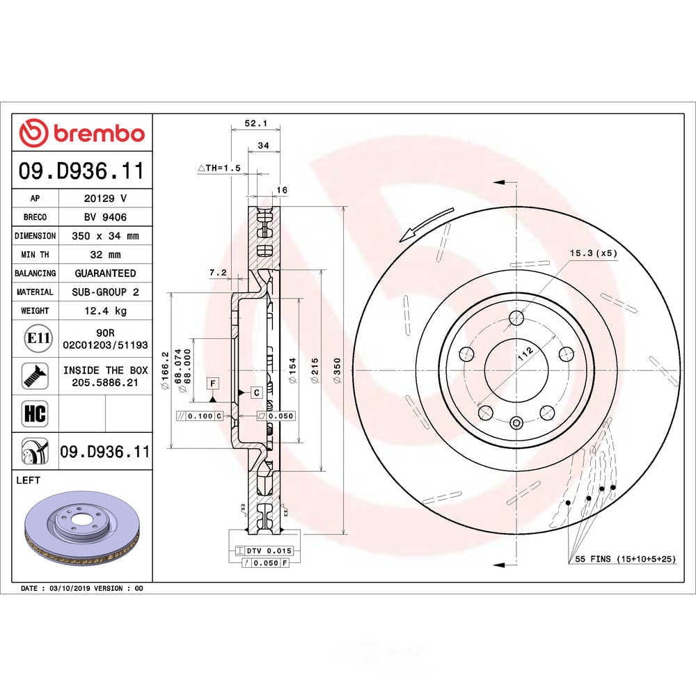 Brembo 09.D936.11 PRIME Disc Brake Rotor