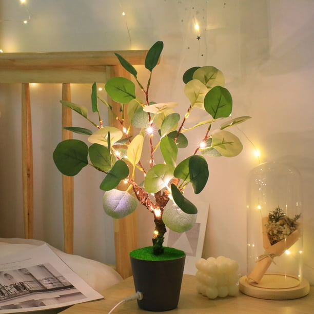 Luces Led para Árbol, Decoración con Luz Blanca Cálida, Diseño Flexible, Luz Nocturna con Alimentación Usb, Ambiente Festivo Acogedor, Decoración Multiusos, Varios Estilos de Plantas, Tamaño 45 X 10