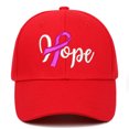 thumbnail image 4 of Unisex Breast Cancer Awareness Hope Letter Embroidery Duck Tongue Cap Casual Curved Brim Hat Red, 4 of 4