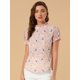 thumbnail image 2 of Blusa floral Allegra K de Gasa con Ojo de Cerradura en la Espalda de manga Corta Rosa M, 2 of 6