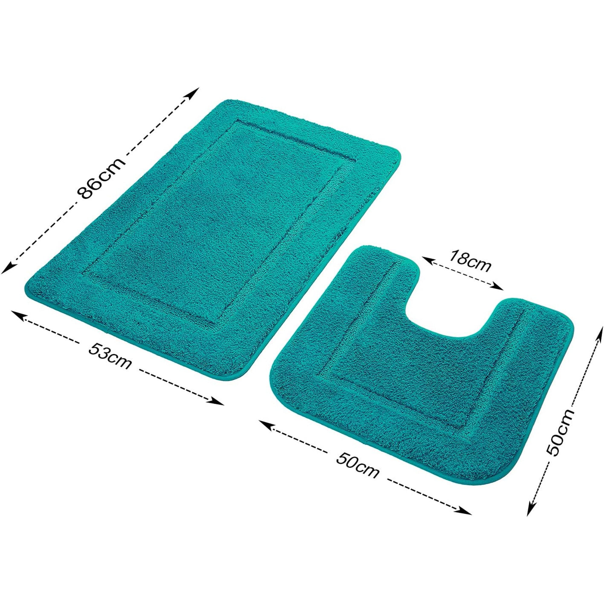 H HOMORE Luxury Set Green Bath Rug, Anti-Slip Bath Rug and U-Shaped, 2 Count