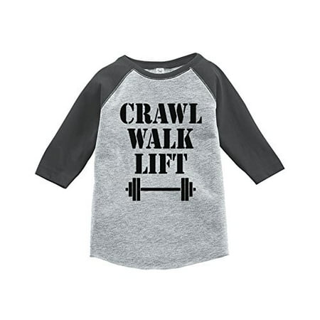 

7 ate 9 Apparel Kids Crawl Walk Lift Grey Baseball Tee