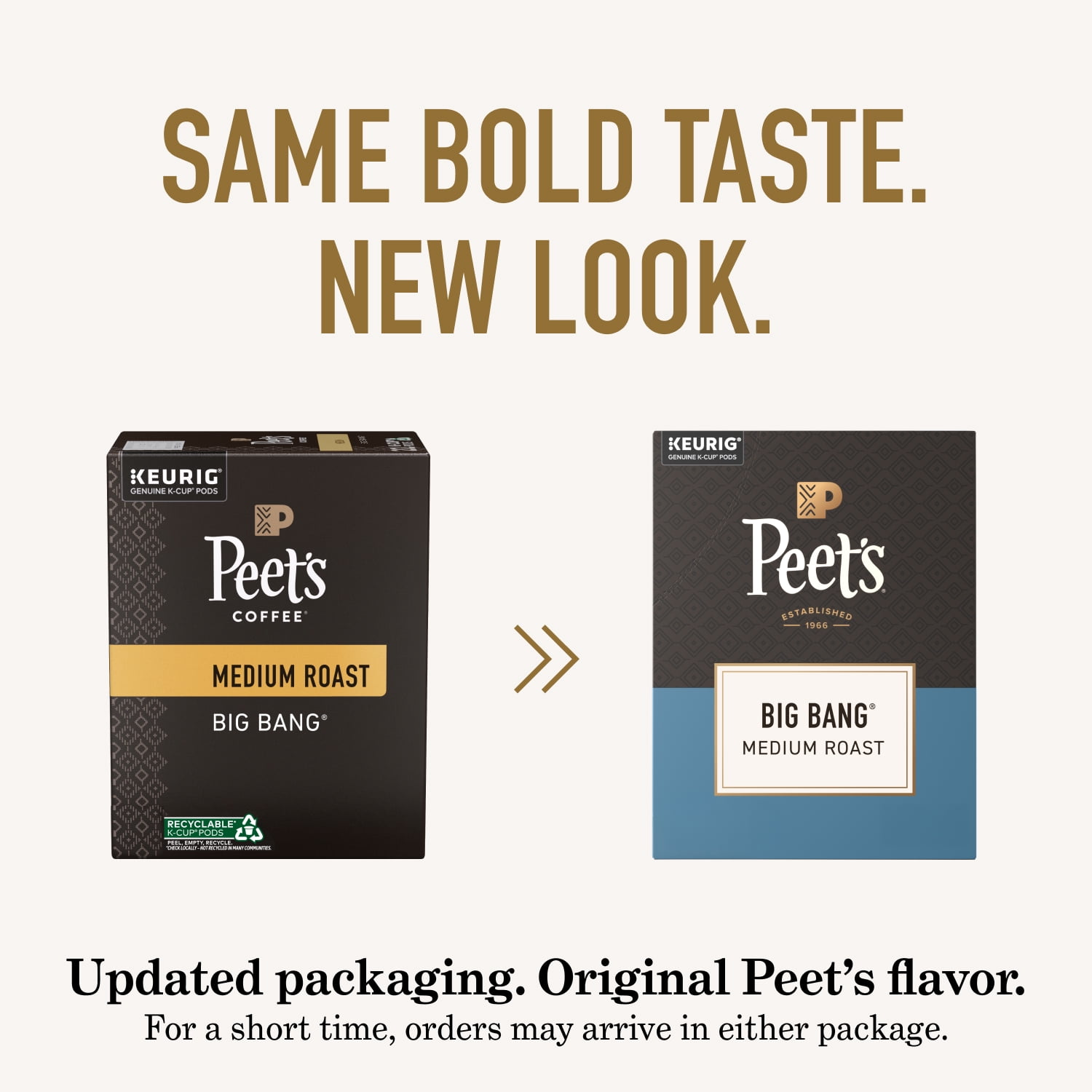 (4 pack) Peet's Coffee Big Bang Premium Medium Roast Single Serve Coffee Pods, 22 Count