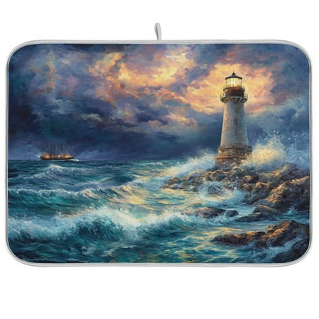 

Kitchen Drying Mat 16x18In Drying Dish Mat Dish Drying Mats Kitchen Countertop Multi-Function Drain Drying Mat Kitchen Table Lighthouse at Sea
