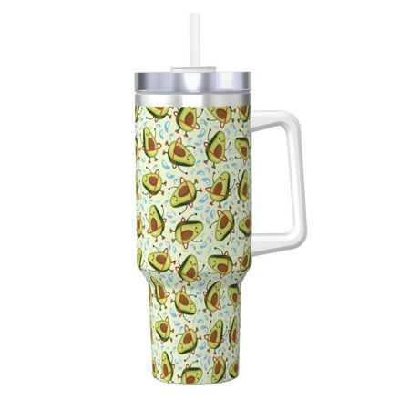 

Easygdp Avocado Doing Sport Insulated Stainless Steel Hot/Cold Coffee Cup Travel Mug Cup 40oz Ice Bully With Handle