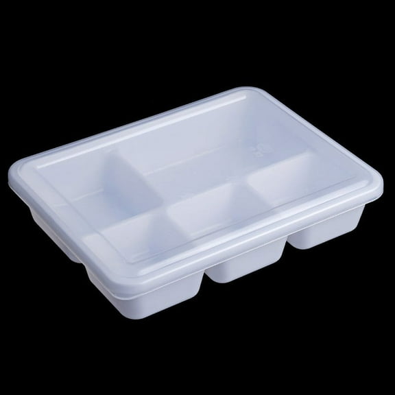 Rectangular White Reusable Thickened Plastic Compartment Food Container with Lid for Meal Prep and Lunch