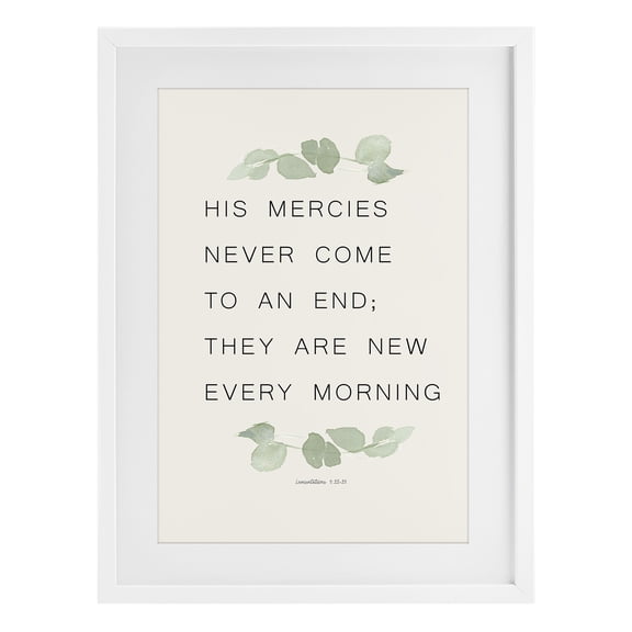 Stupell Industries Shabby Chic Mercies New Every Morning White Framed Print Under Glass, 17 x 23, by Lucille Price