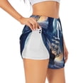 thumbnail image 1 of Balery Moonlit Night Sea Sailboat Pantalones cortos deportivos para mujer con forro y dos bolsillos, elásticos, para entrenamiento, gimnasio, yoga-X-Large, 1 of 7