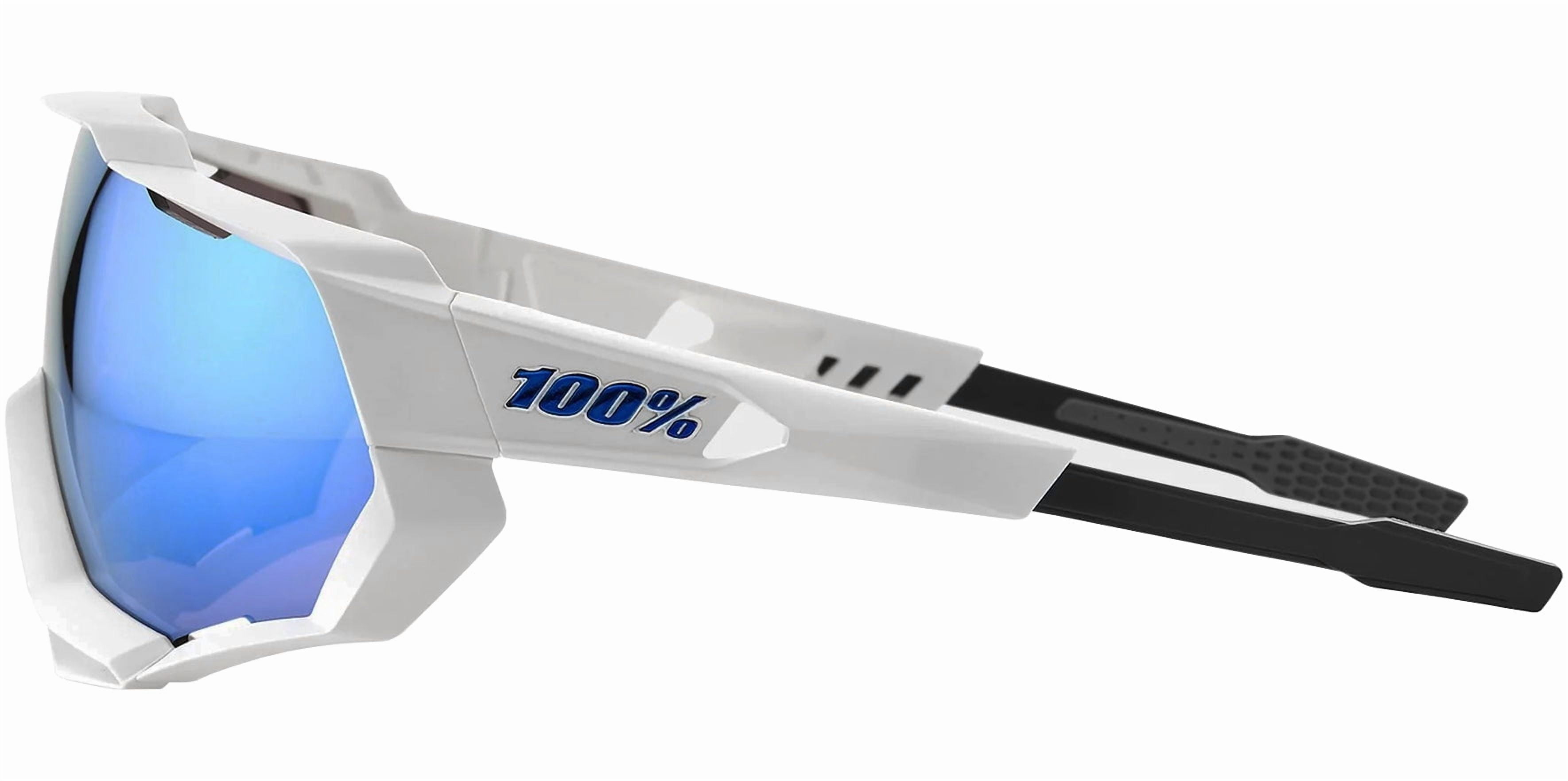 100% Speedtrap Matte White Unisex Shield Wrap Sunglasses with Clear Bonus Lens