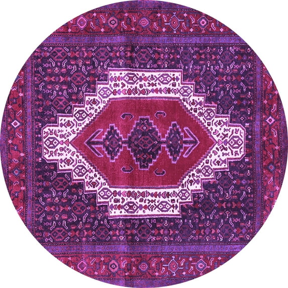 Ahgly Company Indoor Round Persian Purple Traditional Area Rugs, 5' Round