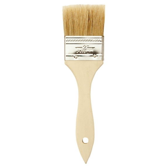Jack Richeson Flat Natural White Bristle Wood Handle Paint Brush, 2 in
