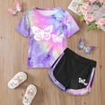 thumbnail image 2 of Zshosam Toddler Clothes for Girls Toddler Baby Girl Summer Clothes Ribbed Knit Cute Summer Outfits Short Sleeves 2 Pieces Shorts Set Size 6T 7T,(Light Purple 6-7 Years), 2 of 6