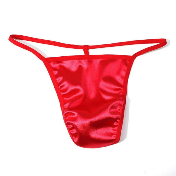 Men Sexy Silky Satin Bikini Briefs Panties Thong T-Back Pouch G-String ...