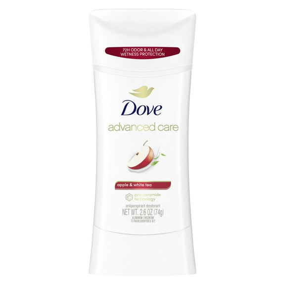 Dove Advanced Care Long Lasting Women's Antiperspirant Deodorant Stick, Apple & White Tea, 2.6 oz