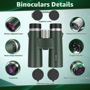 BEBANG 10x42 HD Binoculars for Adults High Powered, Large View Binoculars with Clear Low Light Vision-Binoculars for Bird Watching Travel
