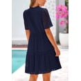 thumbnail image 2 of Vestido PRETTYGARDEN para mujer, manga corta, cuello en V, azul marino, 2 of 9