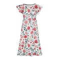 thumbnail image 3 of Zpanxa Robes Florales pour Filles Été Manches Courtes Manches Volantées Col Rond Imprimé de Fleurs Taille Poche Robe Superposée Polyester Spandex Multicolore 8-9 Ans, 3 of 5