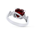 thumbnail image 2 of Heart Shape Simulated Garnet In 14K White Gold Over 925 Sterling Silver Ring Size 5.5, 2 of 5