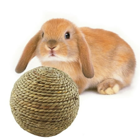 Bunny Grass Ball Rabbit Natural Grass Small Animal Activity Play Chew Toy for Hamster Guinea Pigs Gerbils 4in