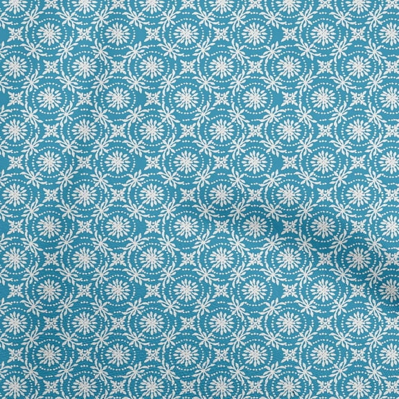 oneOone Polyester Spandex Medium Blue Fabric Block Craft Projects Decor Fabric Printed By The Yard 56 Inch Wide-D3
