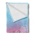 thumbnail image 2 of Flower Soft Flannel Fleece Throw Blanket, Sakura Blossom Floral Beauty with Sky Japanese Inspired Cherry Spring Theme, Cozy Plush for Indoor and Outdoor Use, 60" x 80", Purple Pale Blue, by Ambesonne, 2 of 5