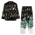 thumbnail image 4 of Renewold Durable Button Pajama for Women Warm Xmas Trees Colorful Lights Athletic Christmas Clothing Sleepwear Comfortable Pj Pants Bottoms Matching Set of 2,Size XL, 4 of 6