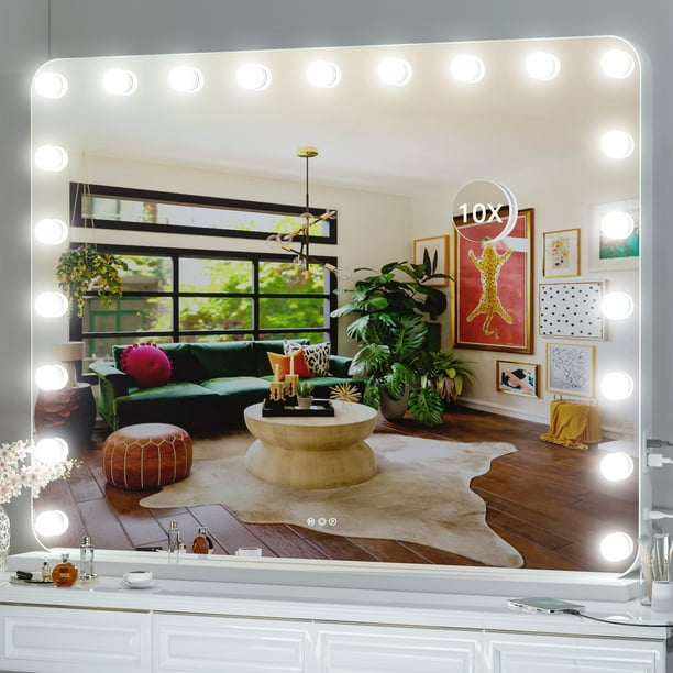 Hasipu Vanity Mirror with Lights, 39.4" x 31.5" Hollywood Mirror