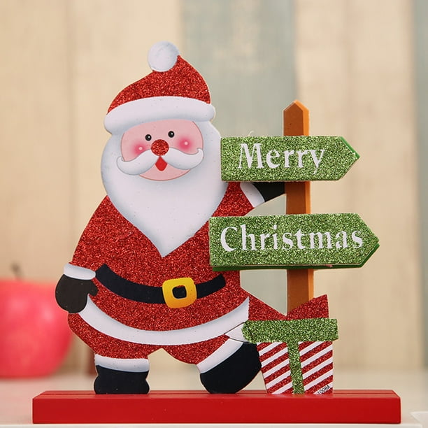 Adorno Navideño De Madera: Muñeco De Nieve Y Santa Claus Para Decoración De Escritorio, Ideal Para Festividades. | Bodega Aurrera En Línea