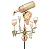 18" Luxury Polished Copper Wine Bottle & Glass Weathervane