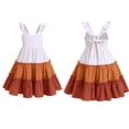 thumbnail image 3 of IBTOM CASTLE Toddler Little Girls Rainbow Twirly Skater Dress Kids Back to School Dress Summer Casual Tea Party Beach Sundress 3-4 Years Brown, 3 of 8