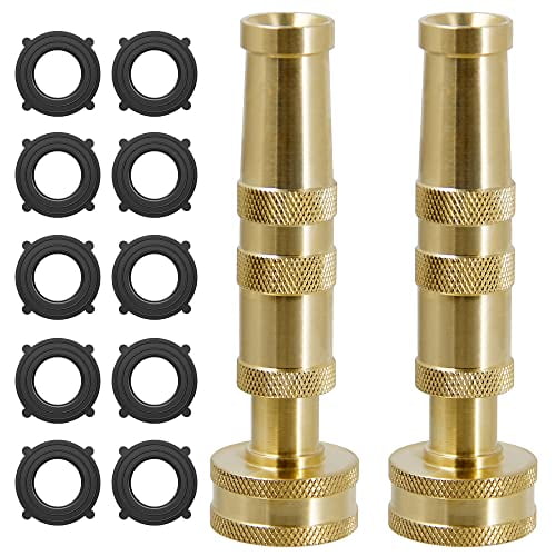 Brass Hose Nozzles,Heavy-Duty Brass Adjustable Twist Hose Nozzle,2 Pack (4"),VI3432