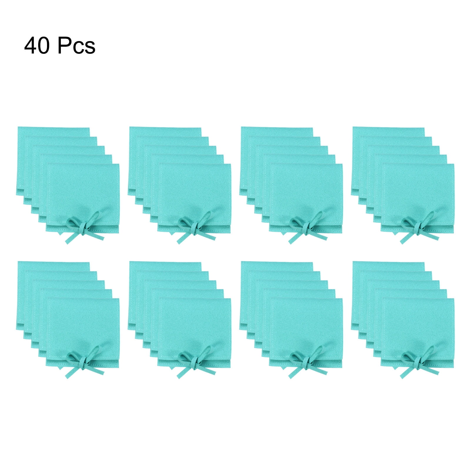 Unique Bargains Microfiber Mini Jewelry Pouch Packaging Bag with Tie for Gift 40 Pcs Blue