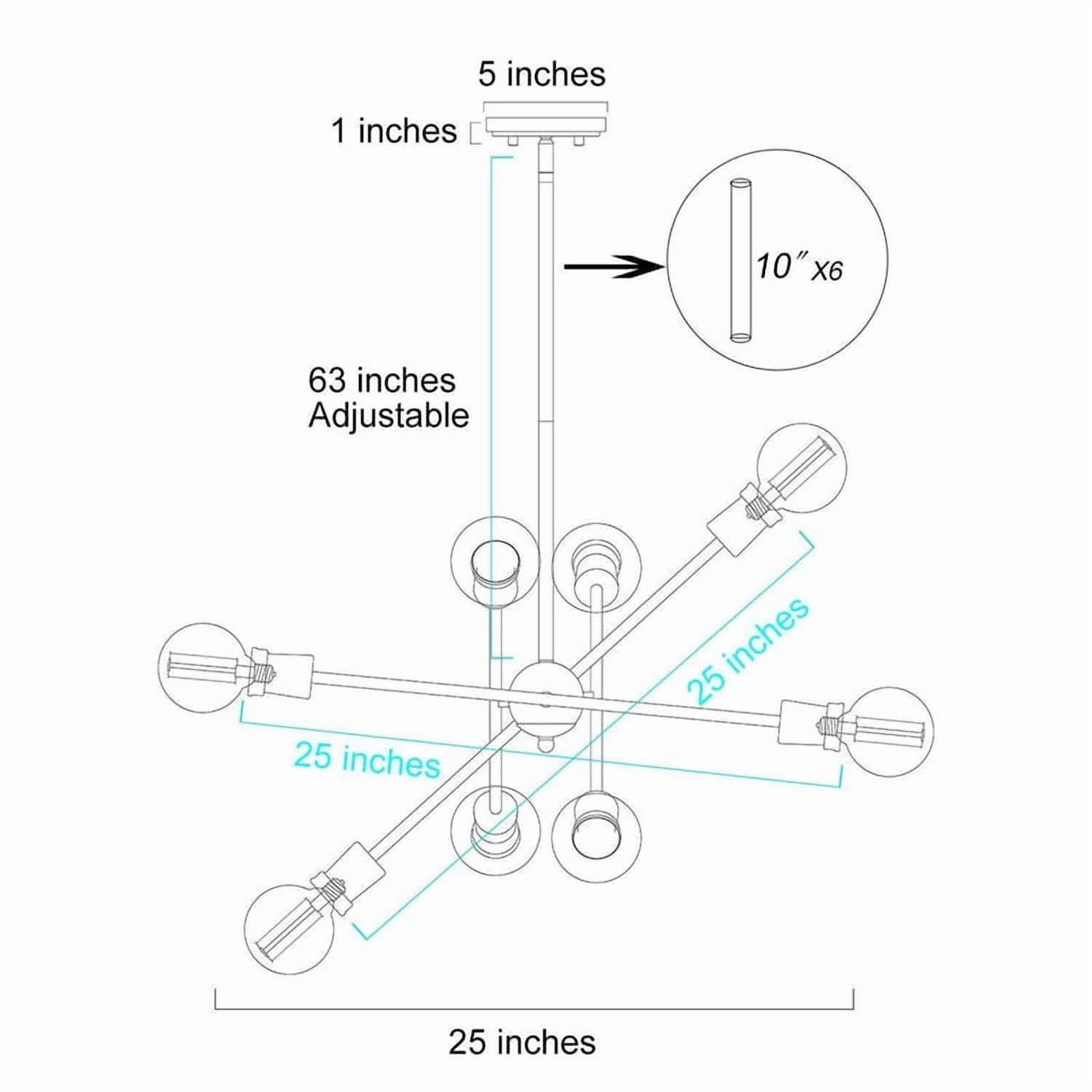 LNC 8-Light Modern Gold Sputnik Chandelier with Adjustable Rods for Living Room or Dining Room