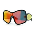 thumbnail image 4 of Womens XL Oversized Color Mirror Unique Arm Lens Shield Butterfly Sunglasses Black - Fuchsia Mirror, 4 of 7