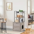 thumbnail image 5 of LINJH 50 Inch Cat Litter Box Enclosure with 2 Storage Shelves 2-in-1 Litter Box Furniture Hidden with Barn Door, Indoor Wooden Cat House, Greige, 5 of 7