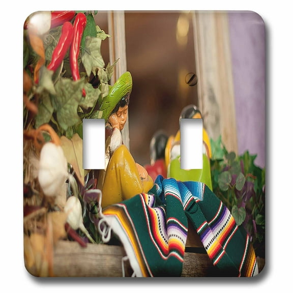 3dRose, Hispanic Boy and Girl Ceramic Hanging on a Mirror with Hot Chilis and Leaves at Mexican Restaurant, double toggle switch