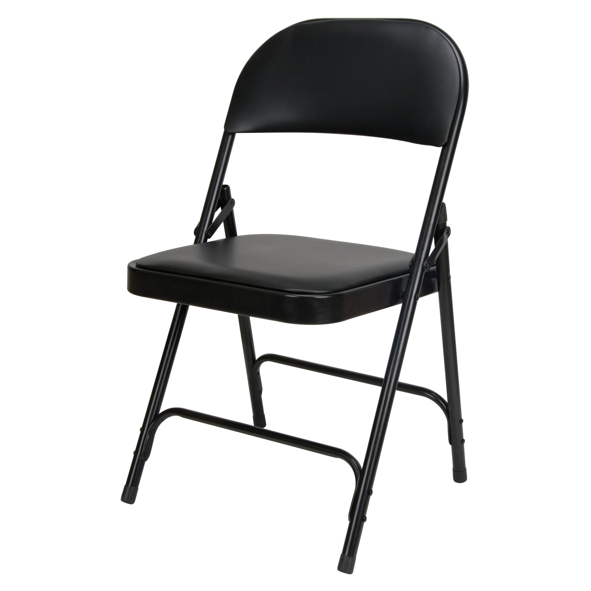 Kleton Steel Folding Chair, 300 lbs Capacity, Black, Padded Seat