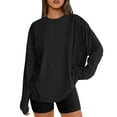 thumbnail image 2 of Fall Shirts for Women 2025 Solid Color Loose Fit Crewneck Casual Lightweight Blouse Tops Long Sleeve Shirts for Women, 2 of 6