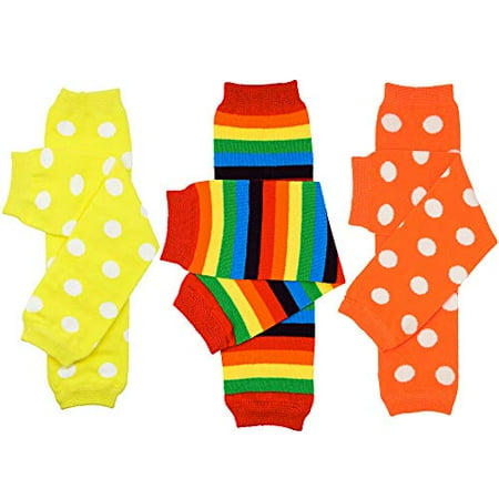 

juDanzy 3 Pair Baby Boy And Girl Leg Warmers Polka Dots & Bright Rainbow (Newborn)