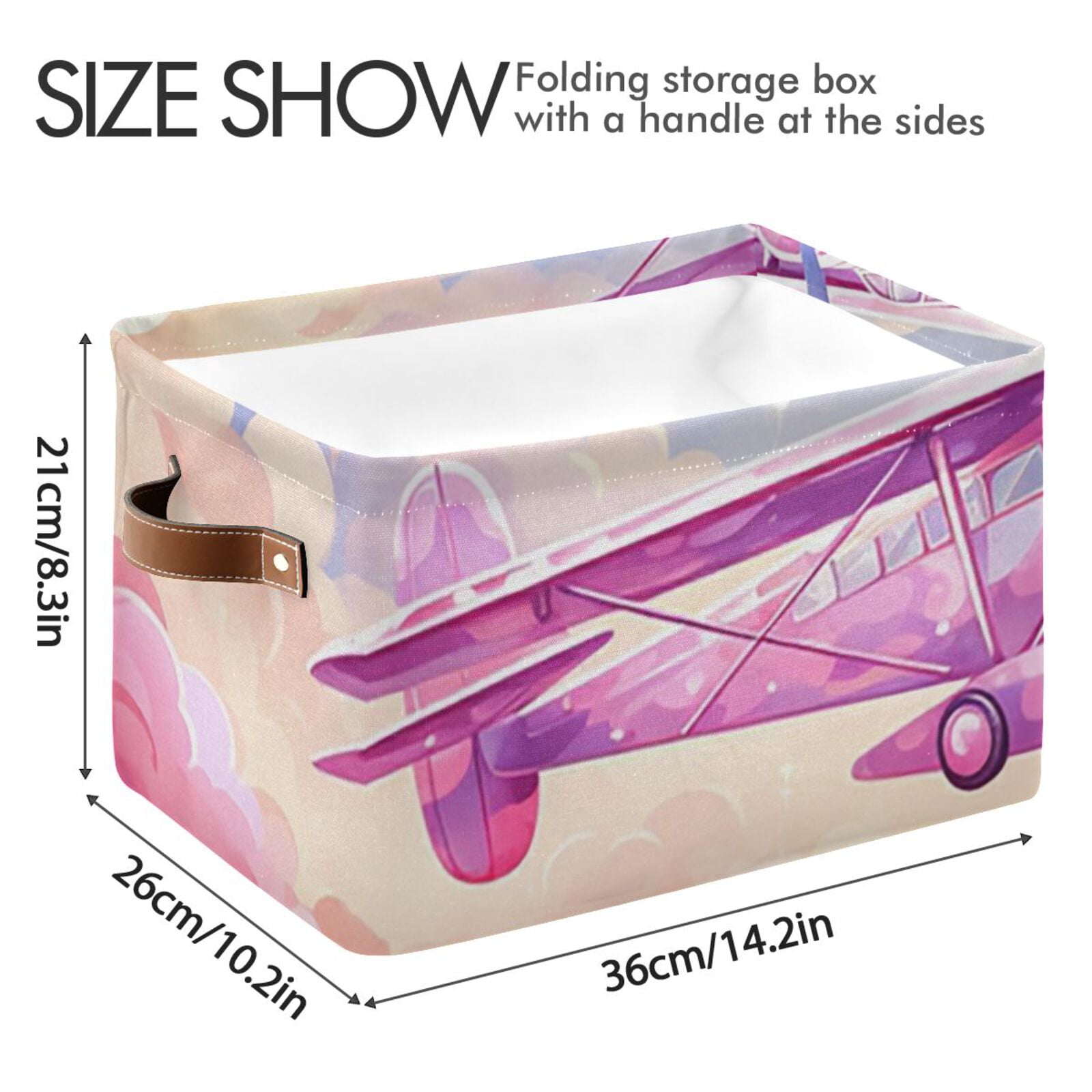 Aircraft Clouds Pink Airplane Storage Bins Baskets With Handles Storage Box Clothes Organizer Organization Toys