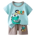thumbnail image 4 of Hessimy Toddler Boy Clothes Summer Outfits Short Sleeve T-Shirt Shorts Set Summer Clothes Set,Summer Breeze(Blue,3-4 Years), 4 of 4