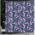 thumbnail image 3 of Ambesonne Ladybug Shower Curtain, Retro Art Blooming Flowers, 69"Wx70"L, Dark Lavender and Pink, 3 of 4