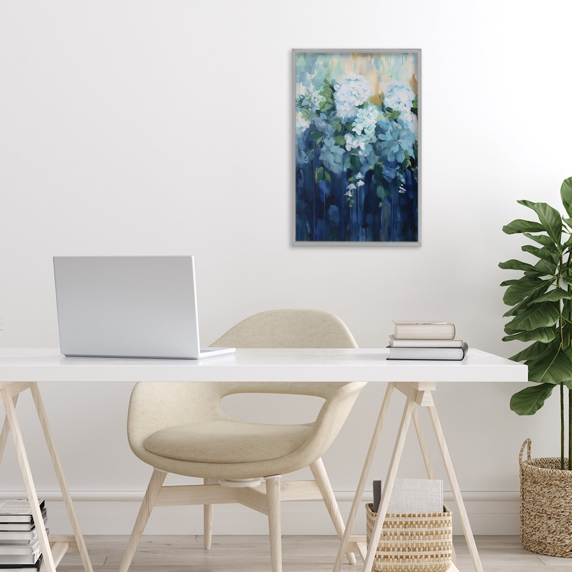Stupell Industries Lush Blue Hydrangea Abstract Gray Framed Giclee Art, design by Gina Kelly
