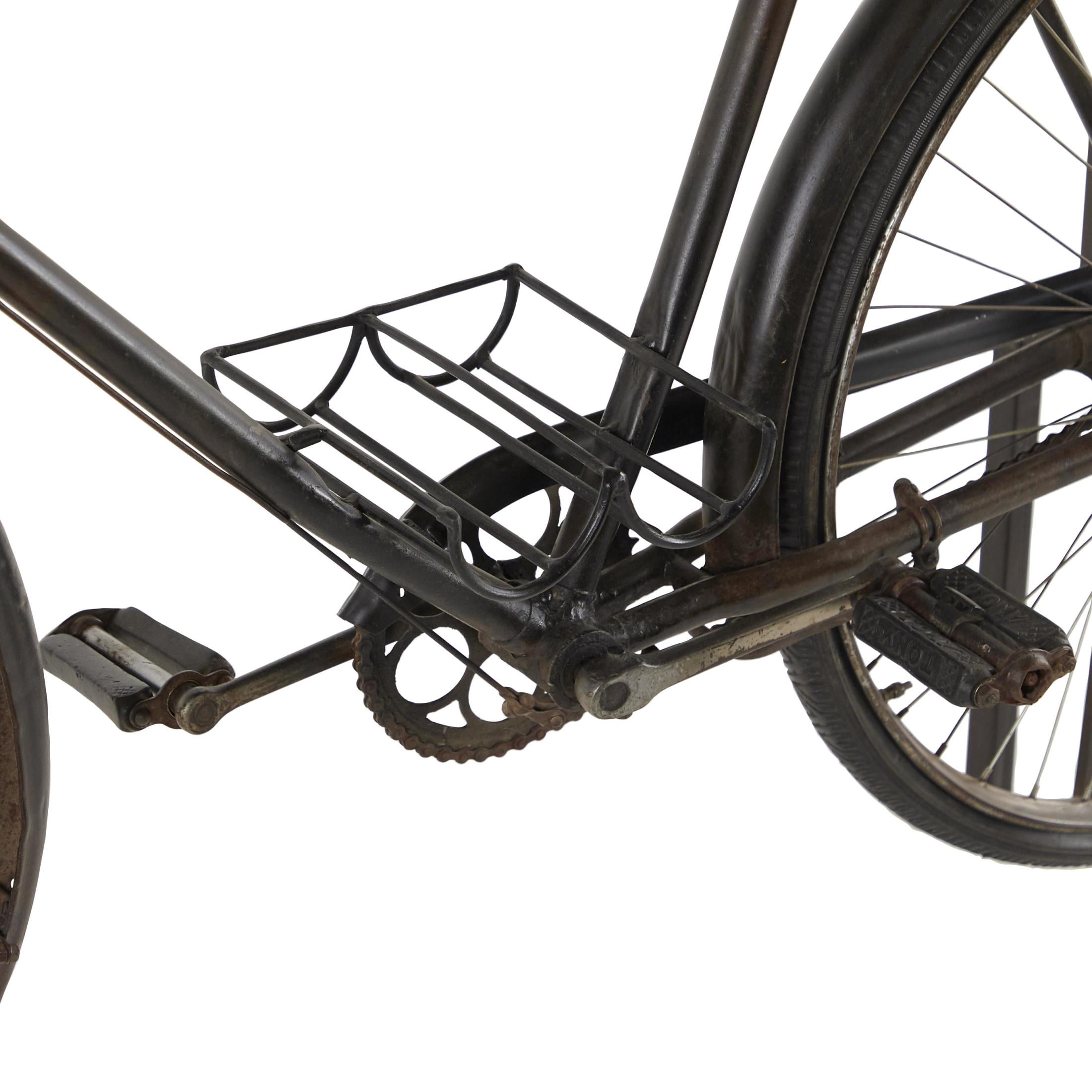 DecMode Rustic Metal Black Bicycle Console Table with Brown Wood Tabletop, 76"W x 37"H