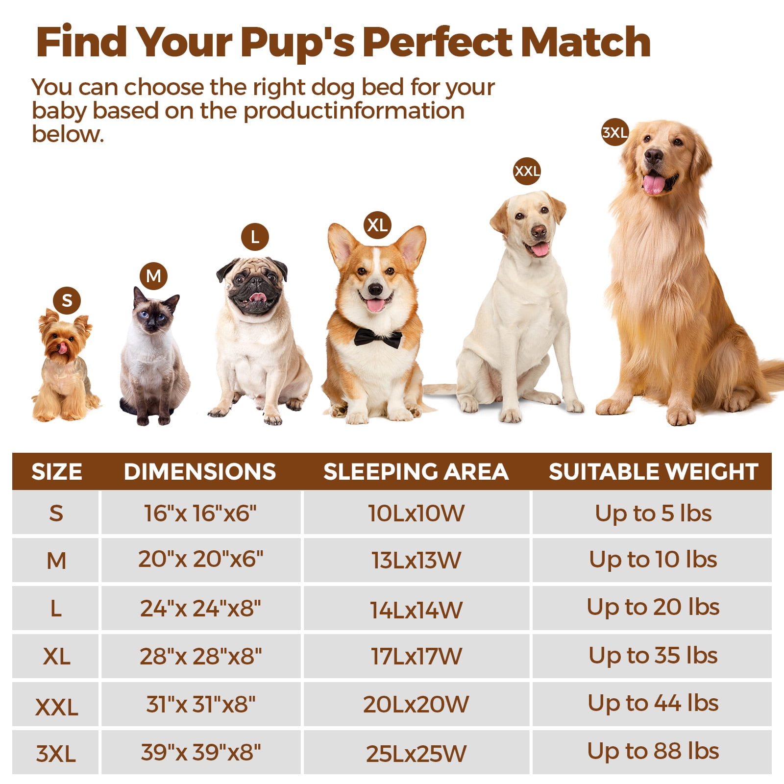 YARRAMATE Dog & Cat Bed, Washable and Anti-Slip Plush Pet Sleeping Mat, Comfort Round Pet Bed for Large Dogs (24"x24"x8")
