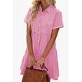 thumbnail image 5 of ZANKLEY Women's Short Sleeve Button Down Flowy Tiered Babydoll Denim Dress, 5 of 9
