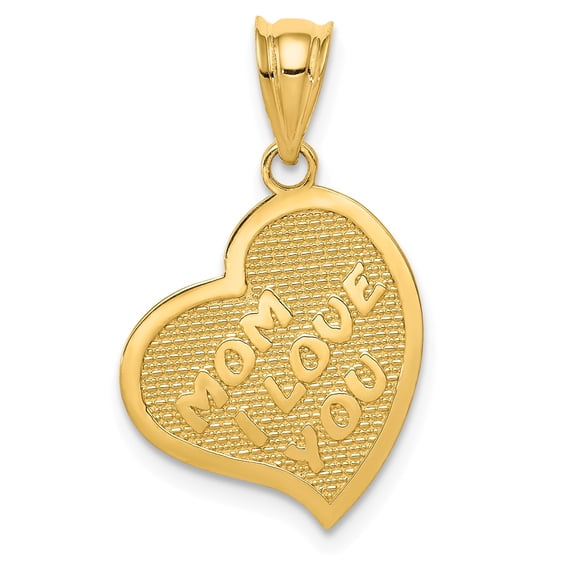 14k Polished Mom I Love You/Cross Reversible Heart Pendant in 14k Yellow Gold