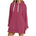 thumbnail image 6 of nerohusy Long Tunic Hoodies for Women with Designs Comfort Hoodie Airplane Mode Travel Hoodie with Built-in Eye Mask Pockets Sweatshirts Wine,M, 6 of 9