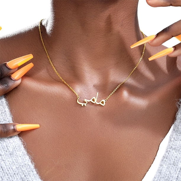 Collares de nombre árabe personalizados para mujer, gargantilla de cadena de acero inoxidable personalizada, collar islámico, regalo de joyería de boda 2023 Tan Jianjun unisex